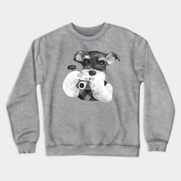 Schnauzer with Camera Crewneck Sweatshirt by zkozkohi